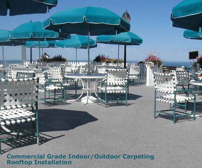 Commercial outdoor carpeting installed on the roof of the Monmouth Beach Club